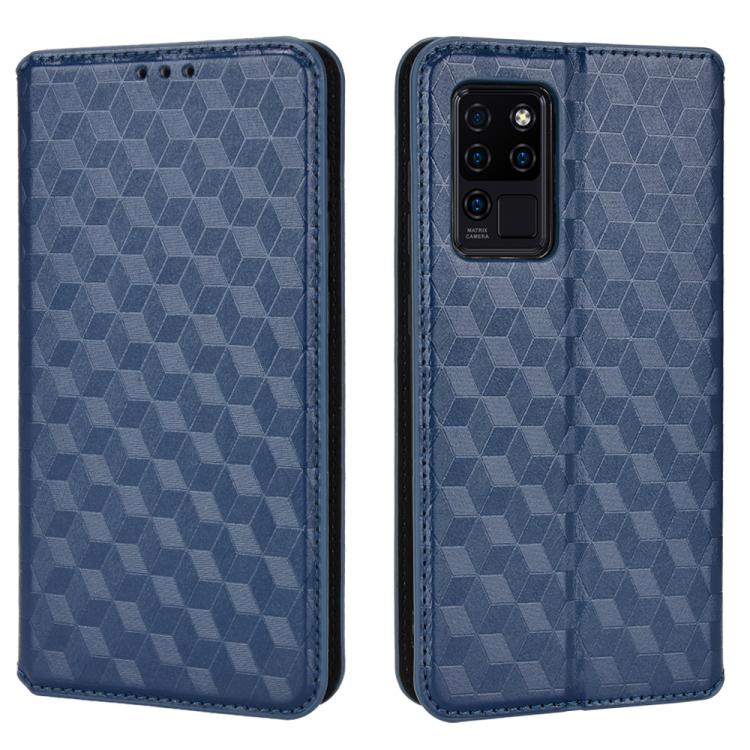 For Oukitel C21 Cubic Grid Texture Flip Leather Phone Case