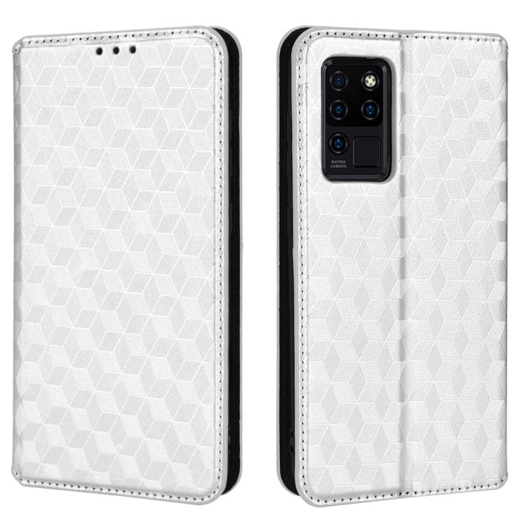 For Oukitel C21 Cubic Grid Texture Flip Leather Phone Case