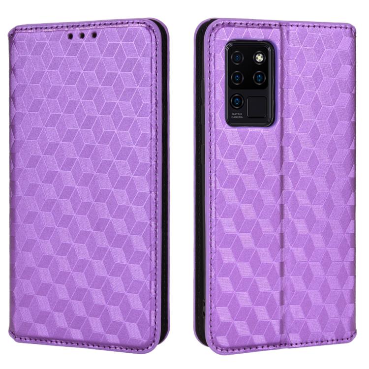 For Oukitel C21 Cubic Grid Texture Flip Leather Phone Case