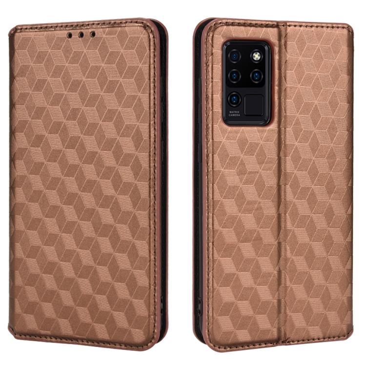 For Oukitel C21 Cubic Grid Texture Flip Leather Phone Case