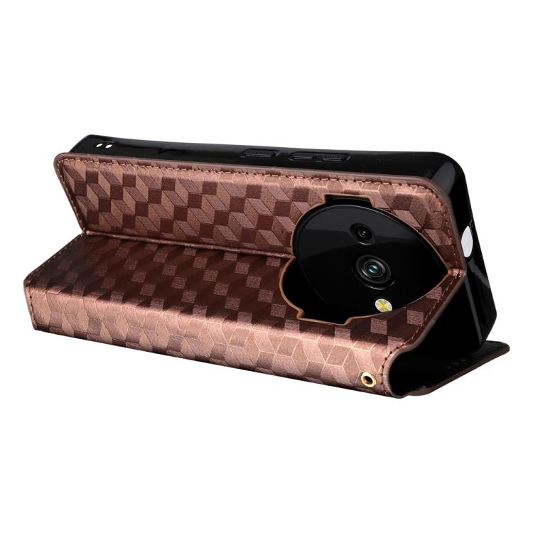 For Oukitel C59 / C59 Pro Cubic Grid Texture Flip Leather Phone Case