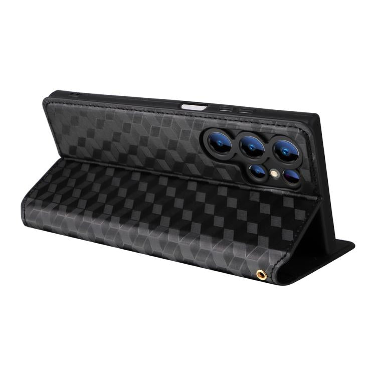 For Oukitel C61 / C61 Pro Cubic Grid Texture Flip Leather Phone Case