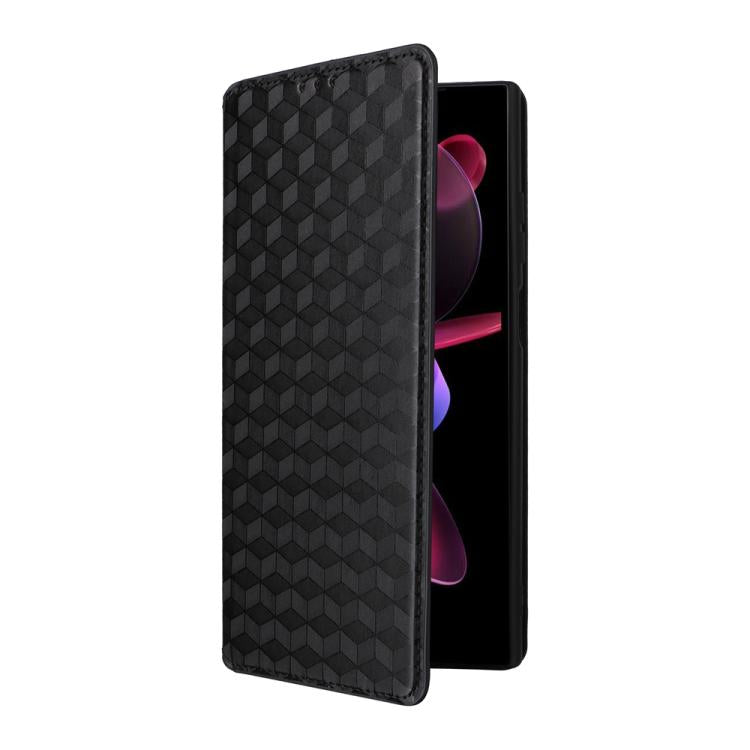 For Oukitel C61 / C61 Pro Cubic Grid Texture Flip Leather Phone Case
