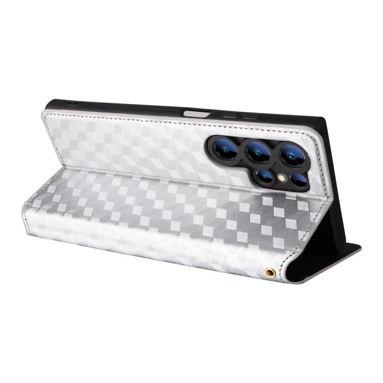For Oukitel C61 / C61 Pro Cubic Grid Texture Flip Leather Phone Case