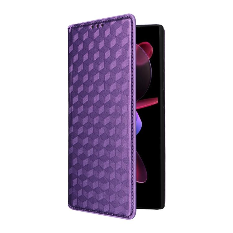 For Oukitel C61 / C61 Pro Cubic Grid Texture Flip Leather Phone Case