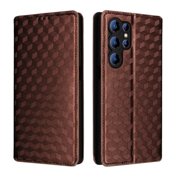 For Oukitel C61 / C61 Pro Cubic Grid Texture Flip Leather Phone Case