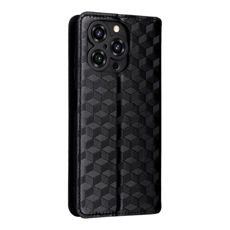 For Oukitel C3 4G 2025 Cubic Grid Texture Flip Leather Phone Case