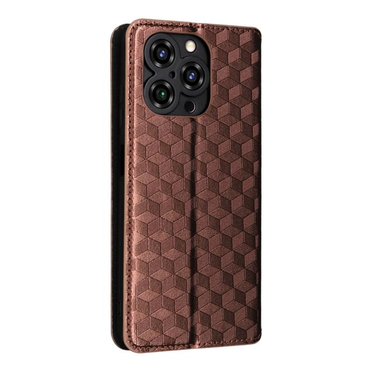 For Oukitel C3 4G 2025 Cubic Grid Texture Flip Leather Phone Case