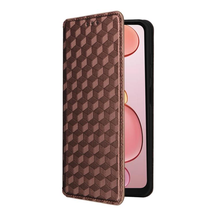 For Oukitel C3 4G 2025 Cubic Grid Texture Flip Leather Phone Case