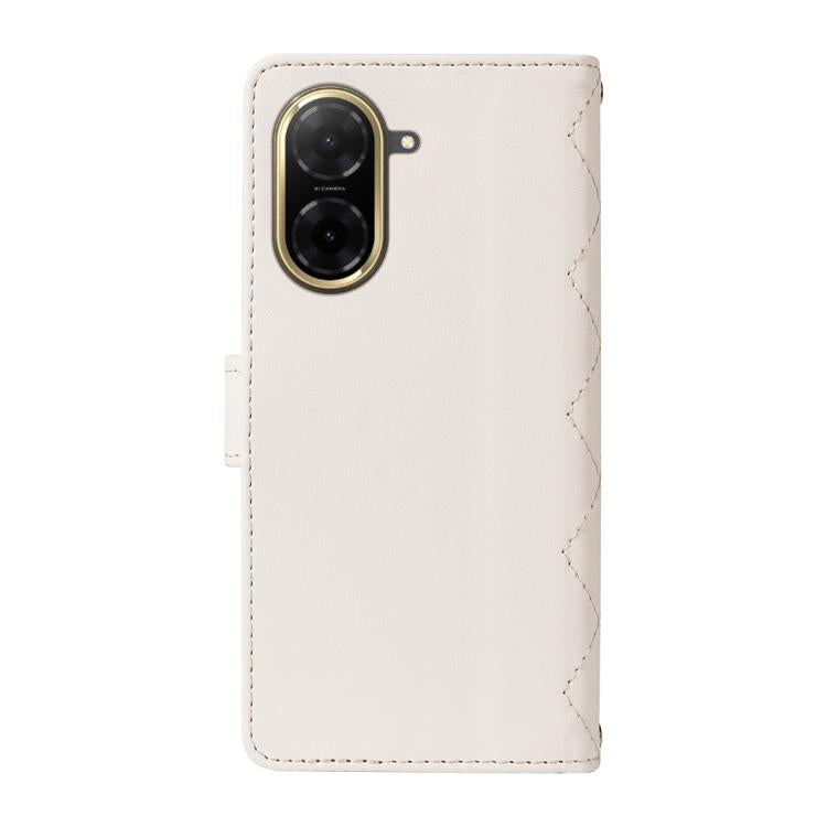For Redmi A5 4G 173.3mm Three Card Slot Diamond Grid Leather Phone Case with Long / Short Straps