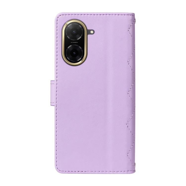 For Redmi A5 4G 173.3mm Three Card Slot Diamond Grid Leather Phone Case with Long / Short Straps