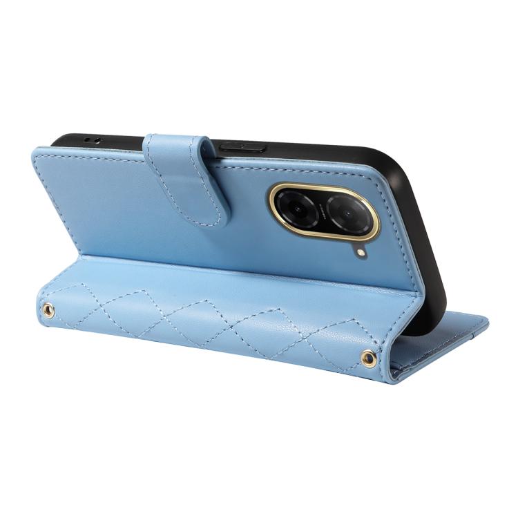 For Redmi A5 4G 173.3mm Three Card Slot Diamond Grid Leather Phone Case with Long / Short Straps