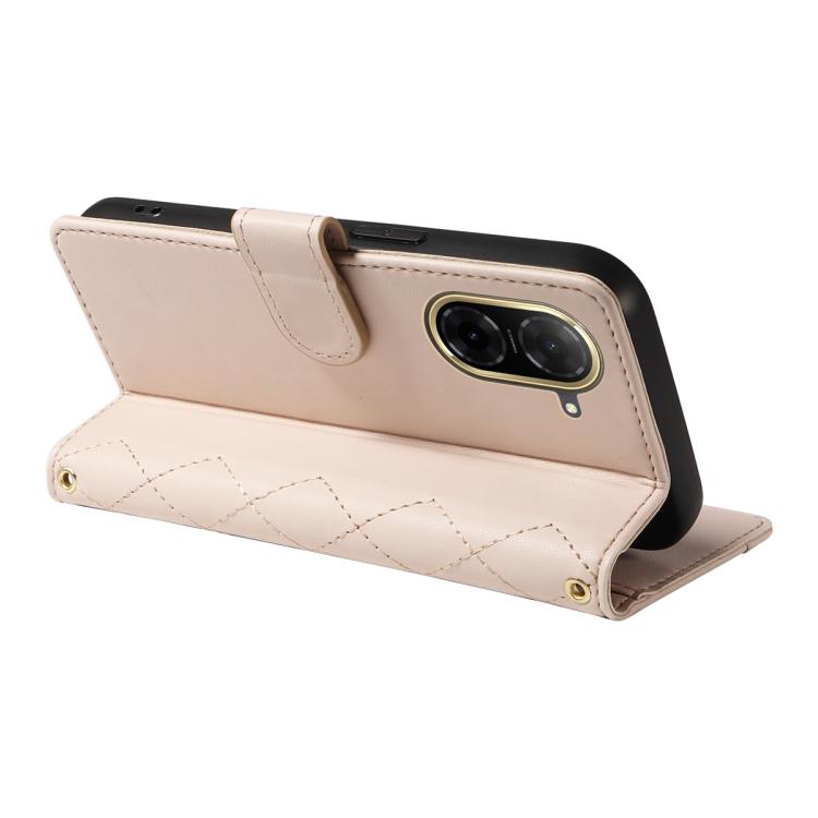 For Redmi A5 4G 173.3mm Three Card Slot Diamond Grid Leather Phone Case with Long / Short Straps