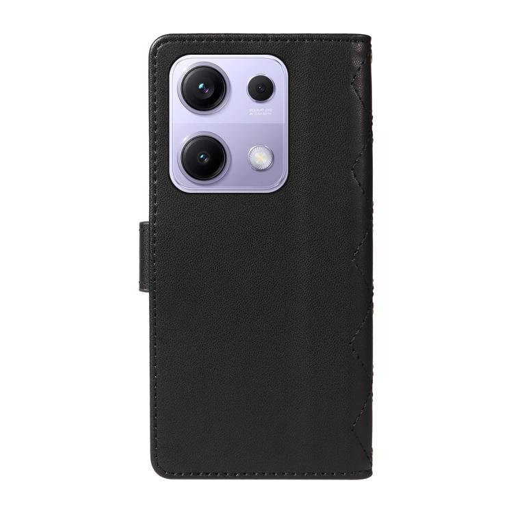 For Redmi Note 14S 4G / Note 13 Pro 4G Three Card Slot Diamond Grid Leather Phone Case with Long / Short Straps
