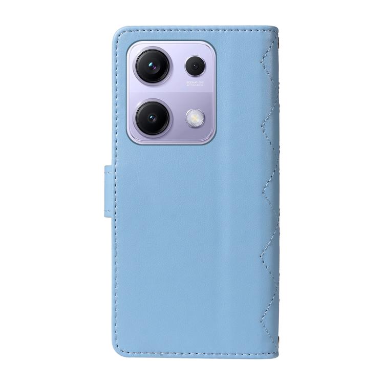 For Redmi Note 14S 4G / Note 13 Pro 4G Three Card Slot Diamond Grid Leather Phone Case with Long / Short Straps