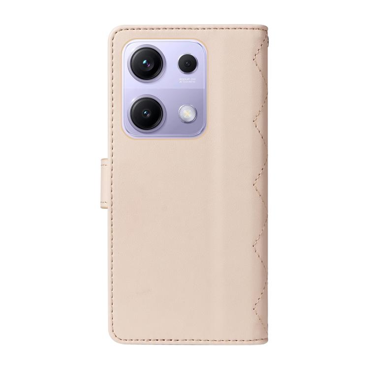 For Redmi Note 14S 4G / Note 13 Pro 4G Three Card Slot Diamond Grid Leather Phone Case with Long / Short Straps