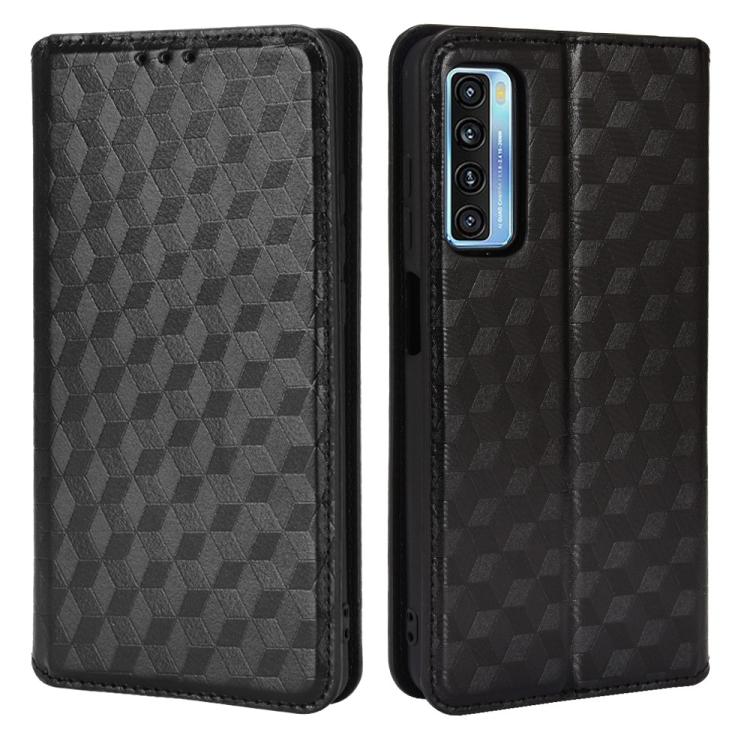 For TCL 20 5G / 20S / 20L / 20L+ Cubic Grid Texture Flip Leather Phone Case
