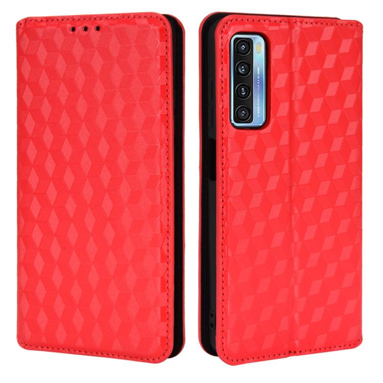 For TCL 20 5G / 20S / 20L / 20L+ Cubic Grid Texture Flip Leather Phone Case