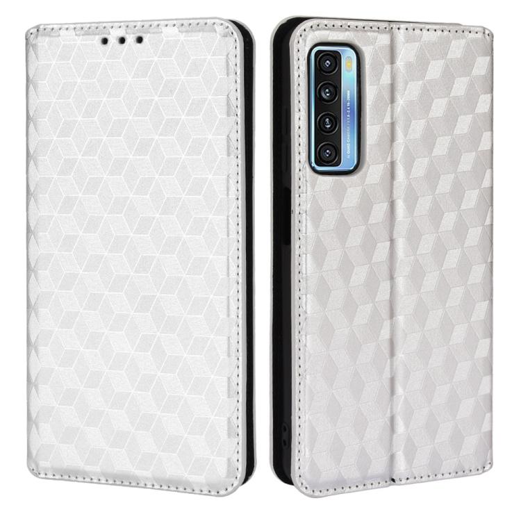 For TCL 20 5G / 20S / 20L / 20L+ Cubic Grid Texture Flip Leather Phone Case