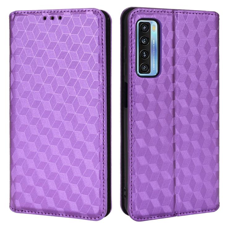 For TCL 20 5G / 20S / 20L / 20L+ Cubic Grid Texture Flip Leather Phone Case