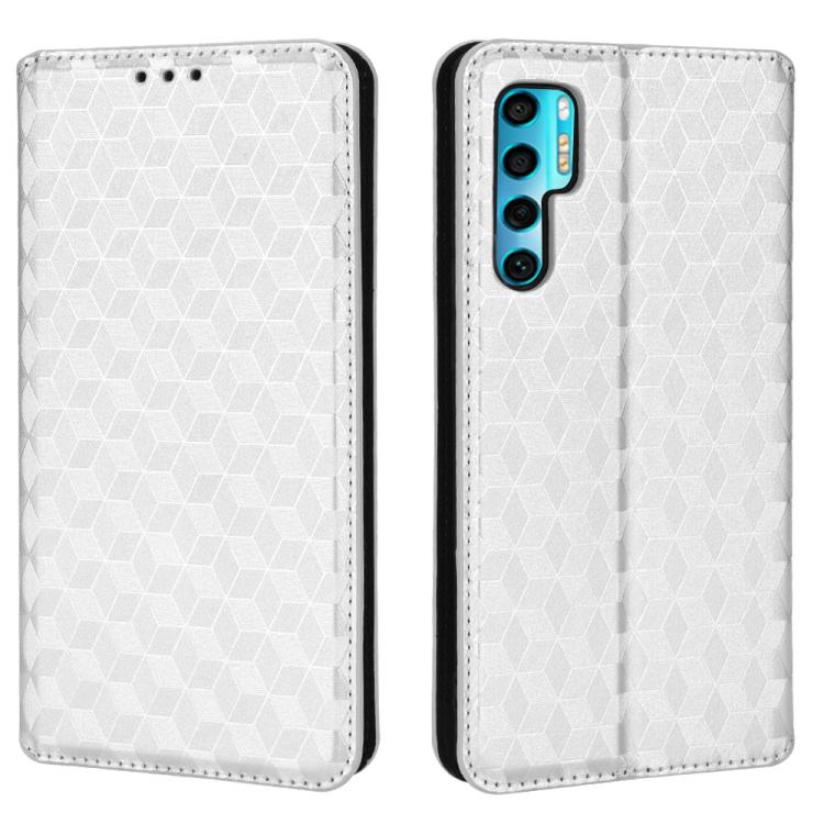 For TCL 20 Pro 5G Cubic Grid Texture Flip Leather Phone Case