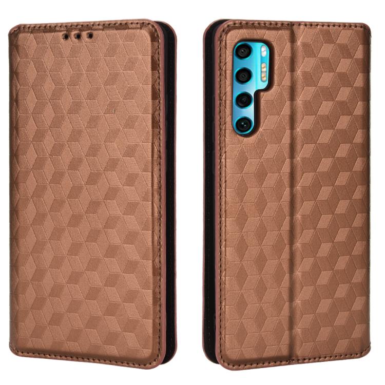 For TCL 20 Pro 5G Cubic Grid Texture Flip Leather Phone Case