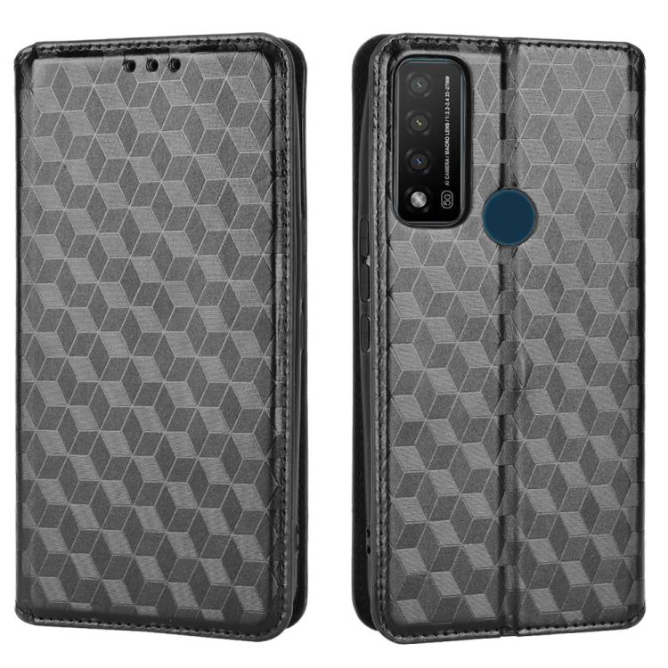 For TCL 20 R 5G / 20 AX 5G / Bremen 5G Cubic Grid Texture Flip Leather Phone Case