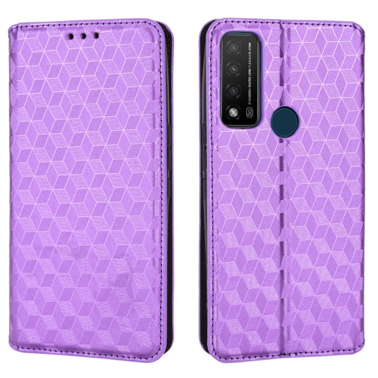 For TCL 20 R 5G / 20 AX 5G / Bremen 5G Cubic Grid Texture Flip Leather Phone Case