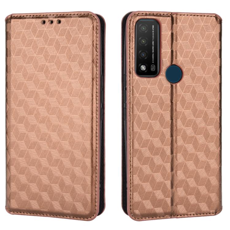 For TCL 20 R 5G / 20 AX 5G / Bremen 5G Cubic Grid Texture Flip Leather Phone Case