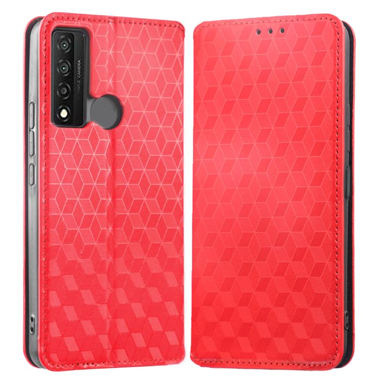 For TCL 20 XE Cubic Grid Texture Flip Leather Phone Case