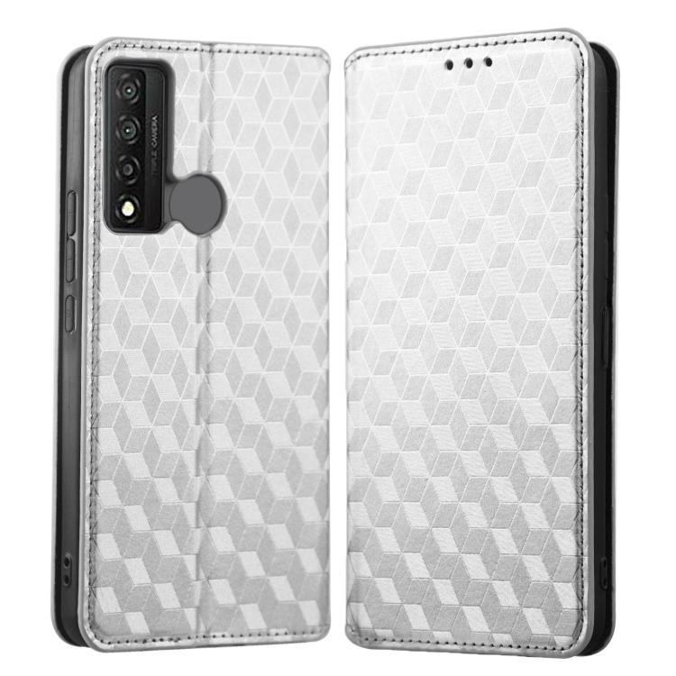 For TCL 20 XE Cubic Grid Texture Flip Leather Phone Case