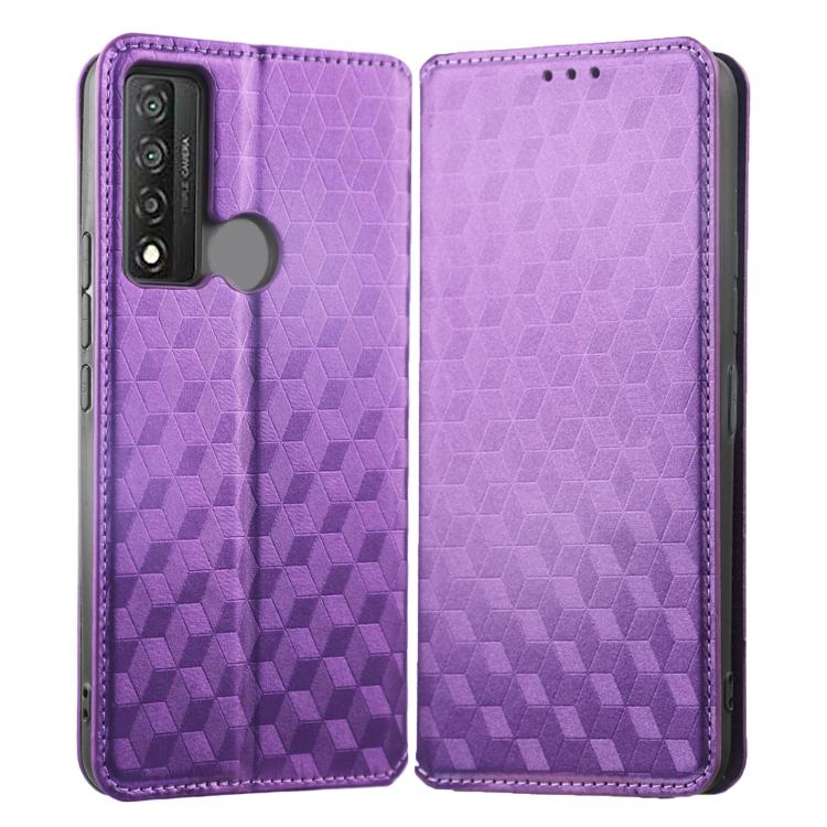 For TCL 20 XE Cubic Grid Texture Flip Leather Phone Case
