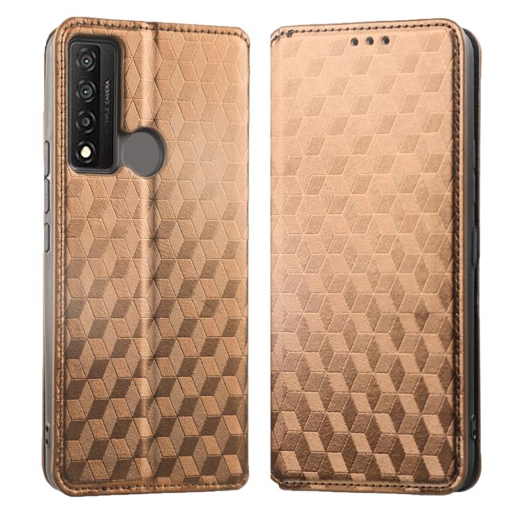 For TCL 20 XE Cubic Grid Texture Flip Leather Phone Case