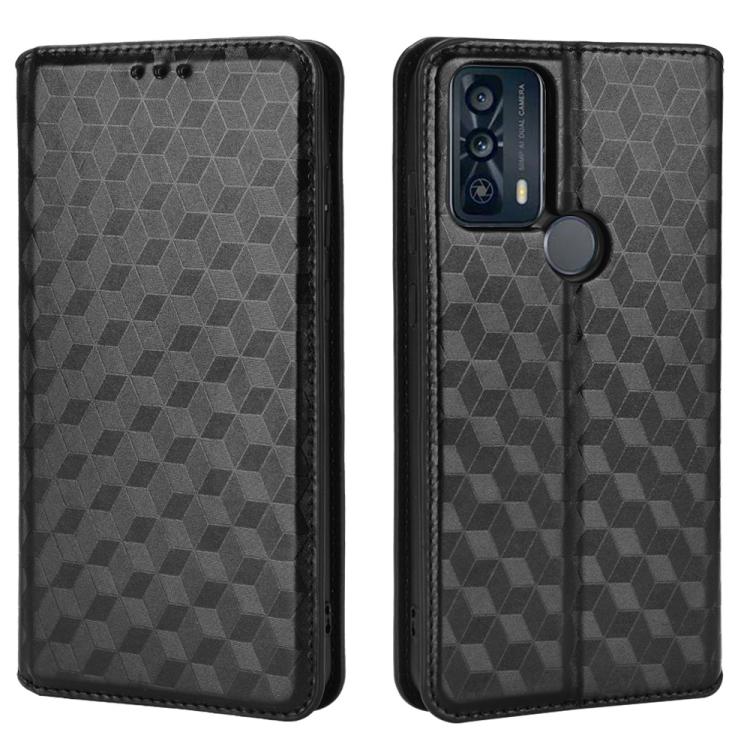 For TCL 20B 6159K Cubic Grid Texture Flip Leather Phone Case