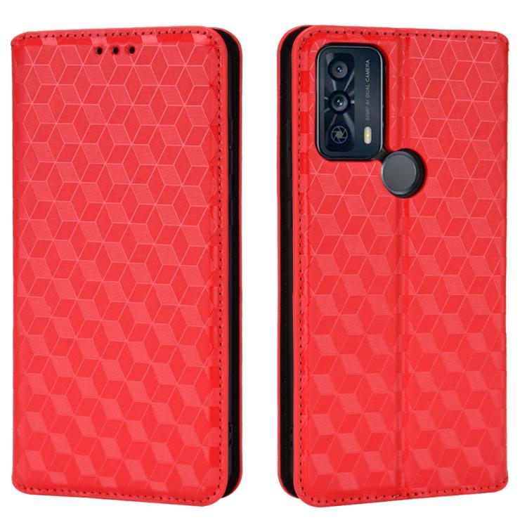 For TCL 20B 6159K Cubic Grid Texture Flip Leather Phone Case