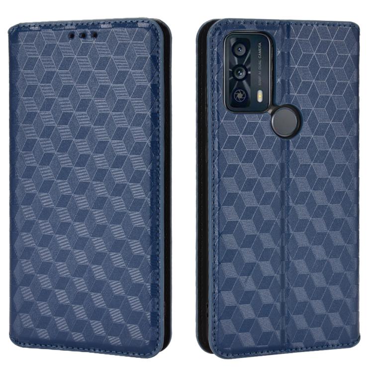 For TCL 20B 6159K Cubic Grid Texture Flip Leather Phone Case