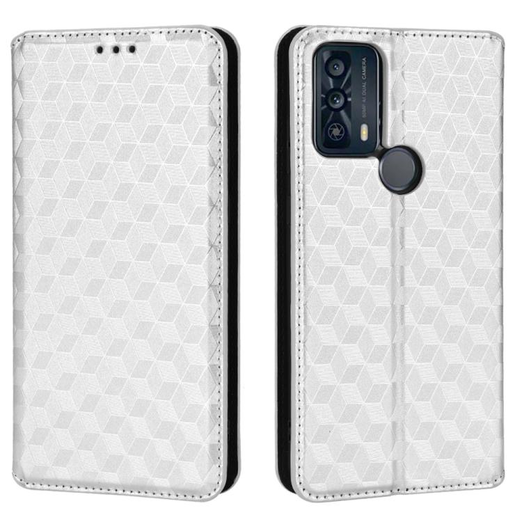 For TCL 20B 6159K Cubic Grid Texture Flip Leather Phone Case