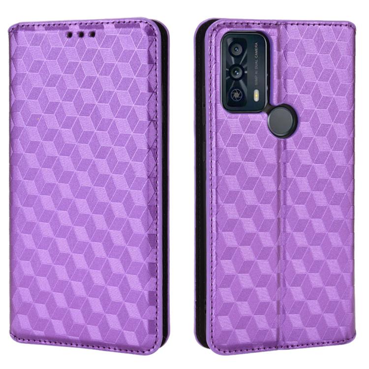 For TCL 20B 6159K Cubic Grid Texture Flip Leather Phone Case