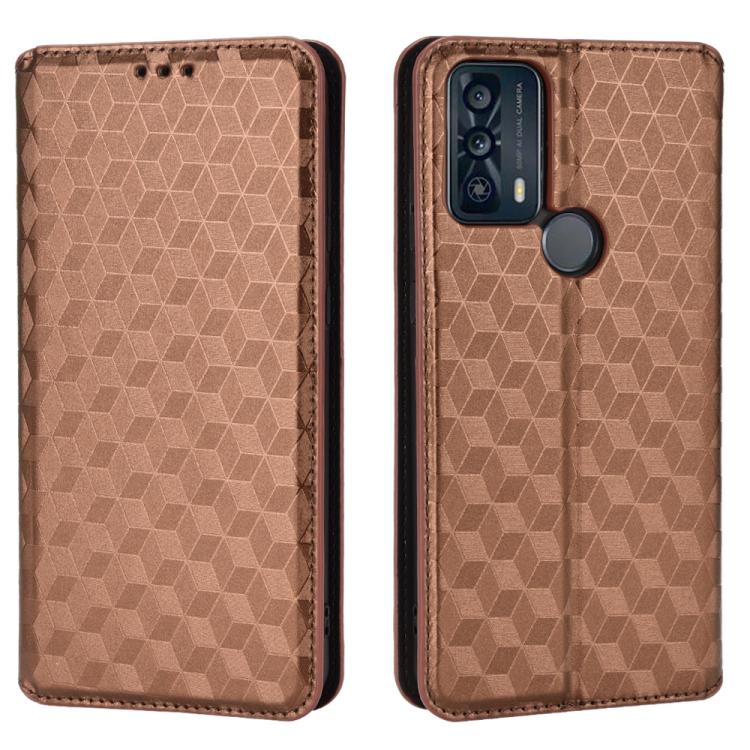 For TCL 20B 6159K Cubic Grid Texture Flip Leather Phone Case