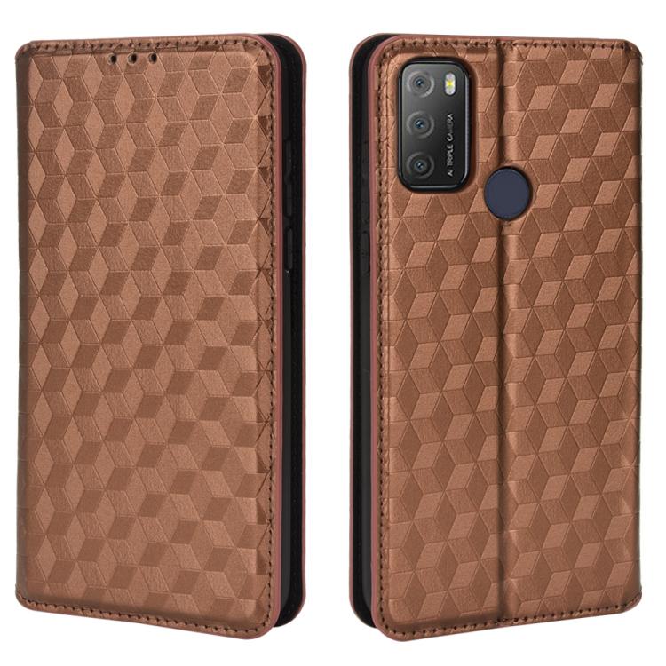 For TCL 20E / TCL 20Y Cubic Grid Texture Flip Leather Phone Case