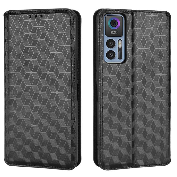For TCL 30 4G / 5G / TCL 30+ 5G Cubic Grid Texture Flip Leather Phone Case