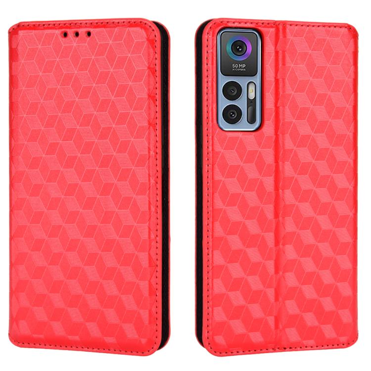 For TCL 30 4G / 5G / TCL 30+ 5G Cubic Grid Texture Flip Leather Phone Case