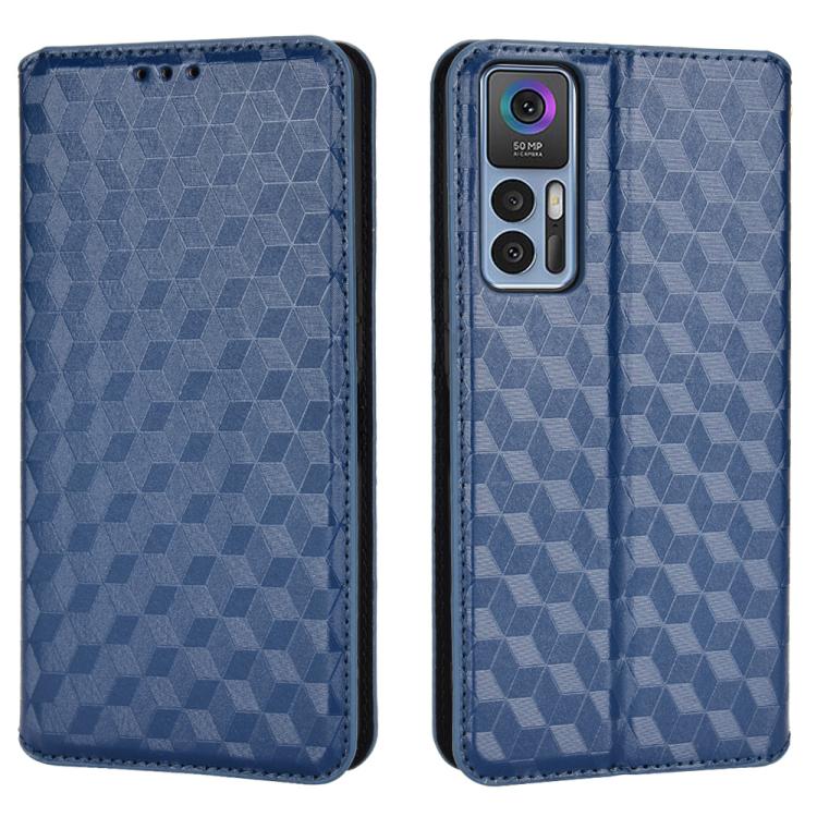 For TCL 30 4G / 5G / TCL 30+ 5G Cubic Grid Texture Flip Leather Phone Case