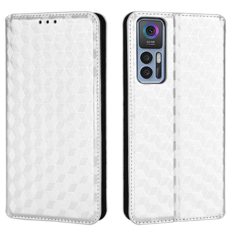 For TCL 30 4G / 5G / TCL 30+ 5G Cubic Grid Texture Flip Leather Phone Case