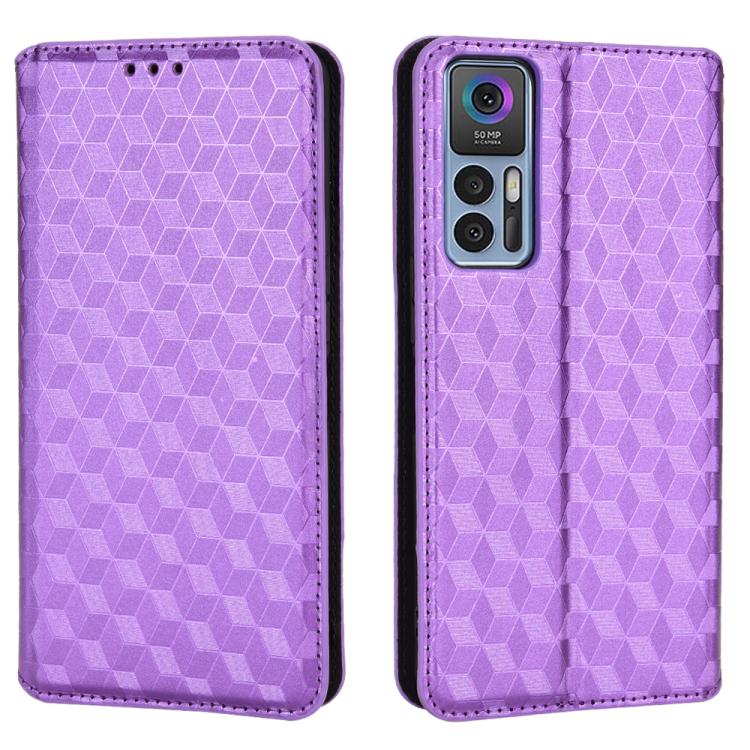 For TCL 30 4G / 5G / TCL 30+ 5G Cubic Grid Texture Flip Leather Phone Case