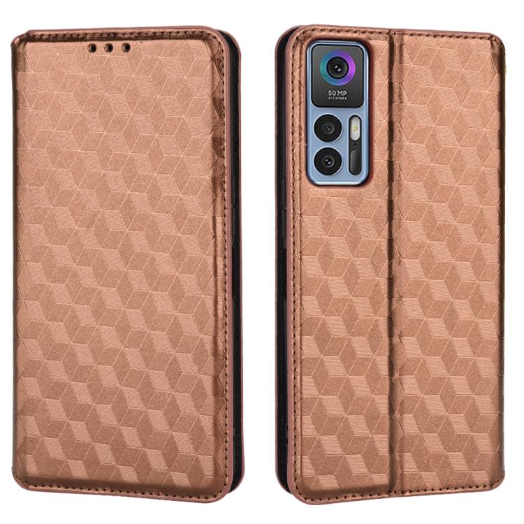 For TCL 30 4G / 5G / TCL 30+ 5G Cubic Grid Texture Flip Leather Phone Case