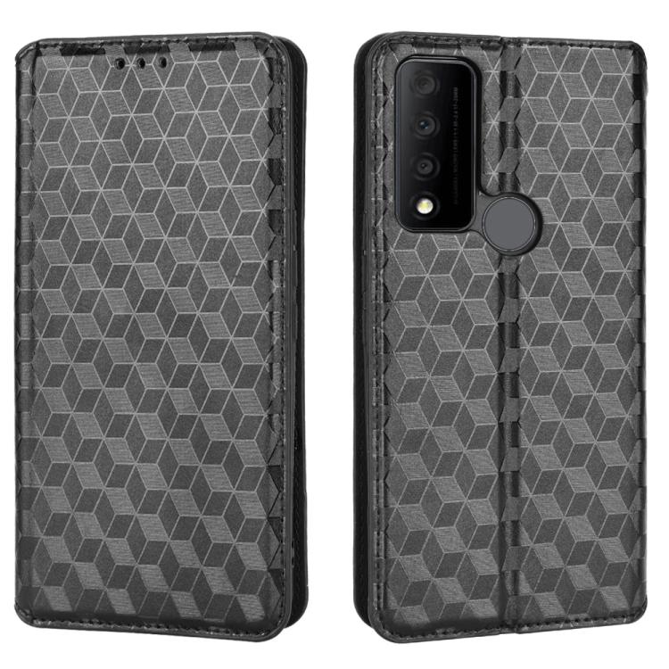 For TCL 30 XE 5G / TCL 30 V 5G Cubic Grid Texture Flip Leather Phone Case