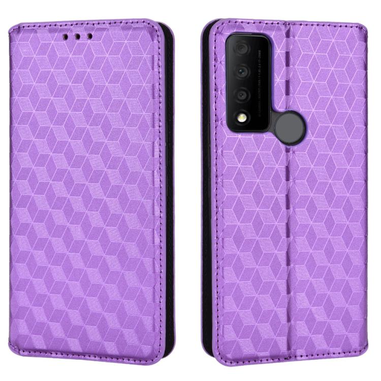 For TCL 30 XE 5G / TCL 30 V 5G Cubic Grid Texture Flip Leather Phone Case