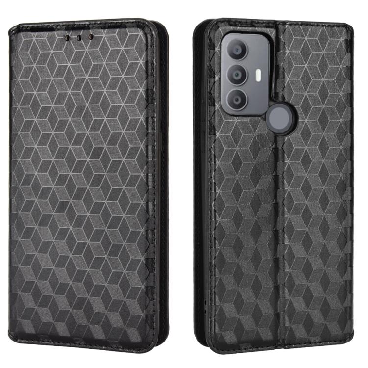 For TCL 30E / 30 SE / 305 / 306 Cubic Grid Texture Flip Leather Phone Case