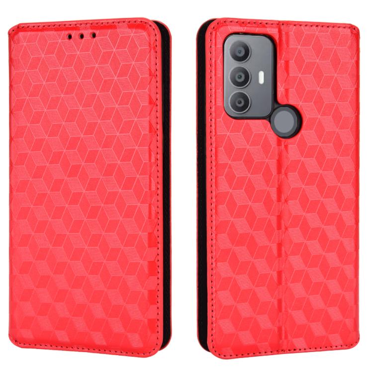 For TCL 30E / 30 SE / 305 / 306 Cubic Grid Texture Flip Leather Phone Case